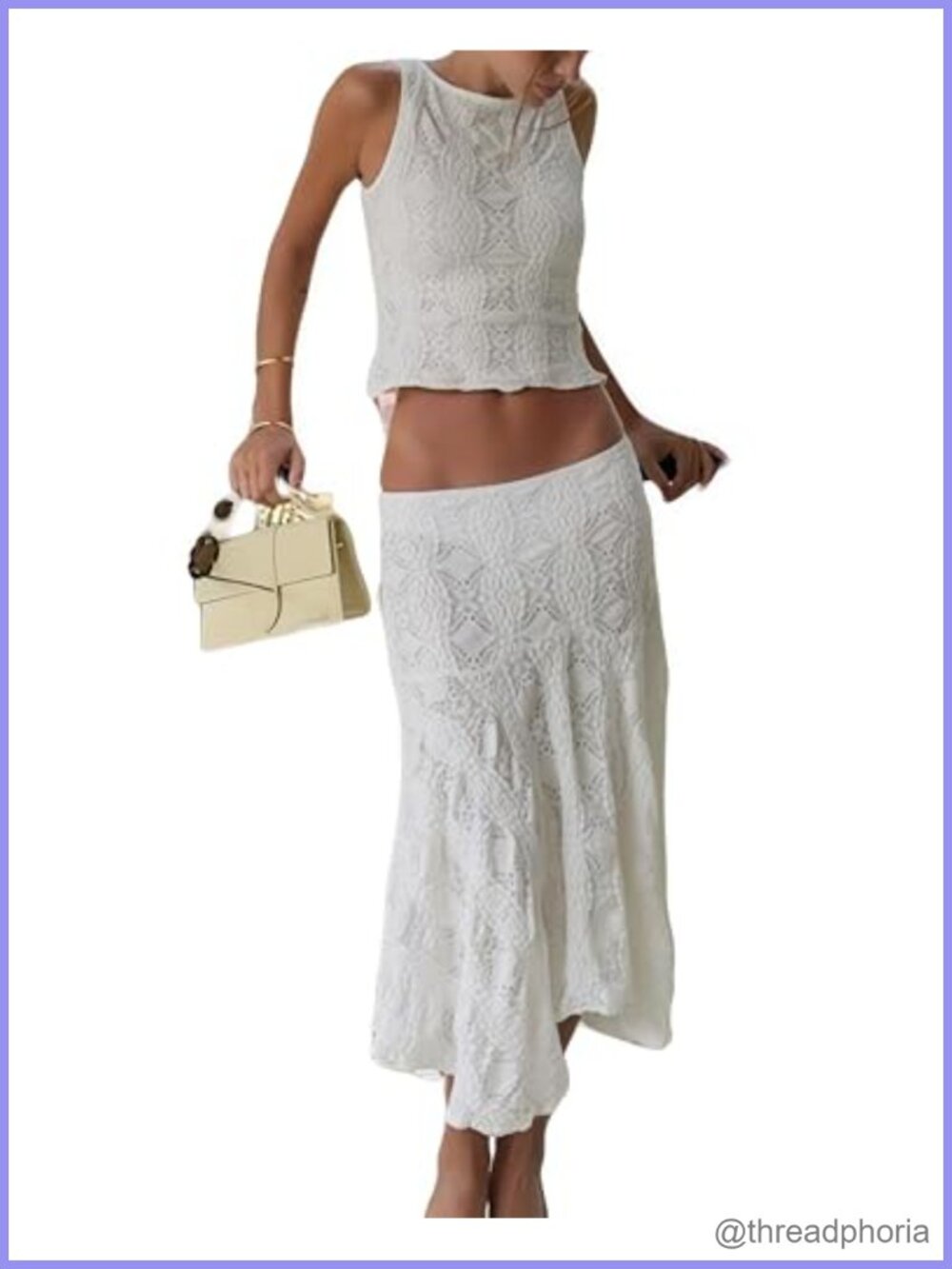 Two Piece Skirt Set Sleeveless Lace Top Irregular Midi Skirt Women Summer